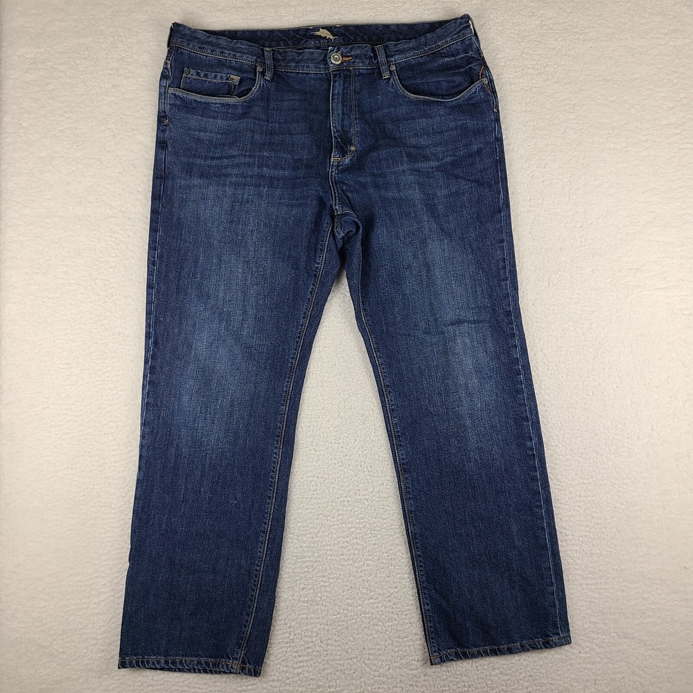 Tommy Bahama Jeans Mens 42x32 Blue Standard Fit Straight Leg Dark Wash Denim *
